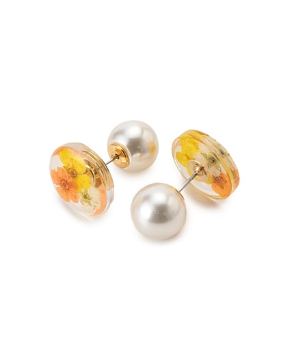 ドライフラワー&パールキャッチピアス