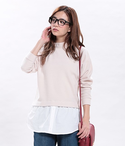 ハイネックシャツテイルプルオーバー