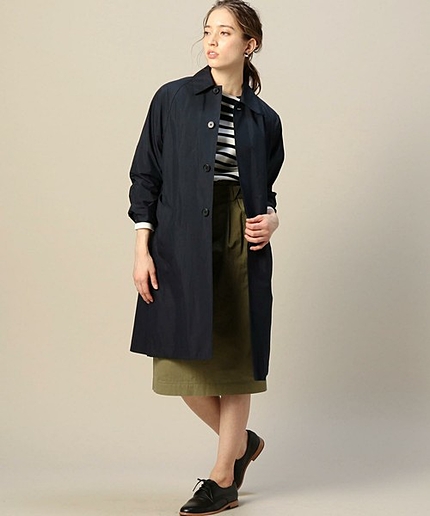 BY コットンナイロンステンカラーコートо