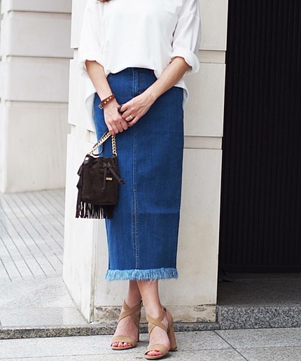 Π★JC デニム タイト ロングスカート