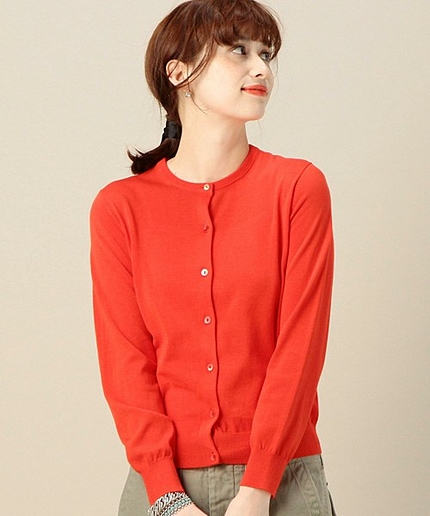 BY 16G ハイツイストコットンクルーネックカーディガン o