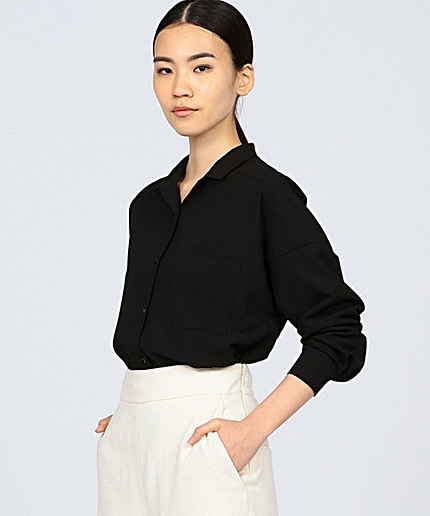 ΠENR ジョーゼットオープンカラーシャツ