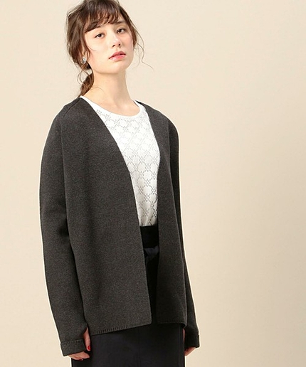 BY WON HUNDRED オーバーノーボタンカーディガン o