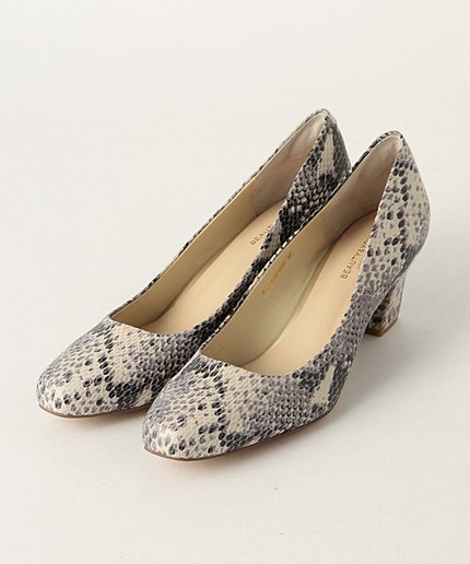 BY スクエアトゥ パイソン柄パンプス o