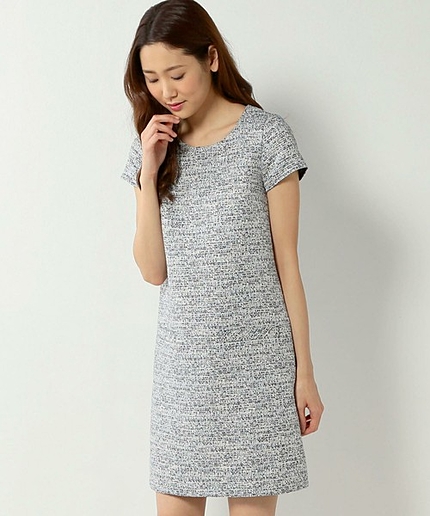 ●JOC C/P ラメ ツイード ショートスリーブ ワンピース