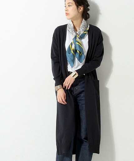 UWBT サイドスリット ロングカーディガン