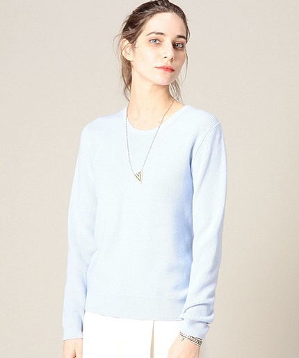 BY コットンカシミヤブレンド畦クルーネックニットо