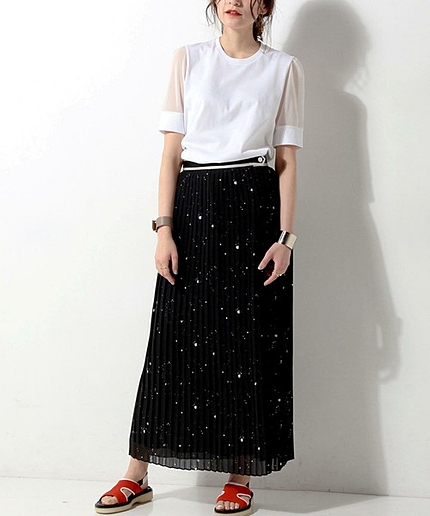 <THE RERACS(ザ リラクス)> プリーツ マキシスカート