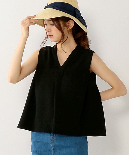 〓JP Vネック ノースリーブ ブラウス
