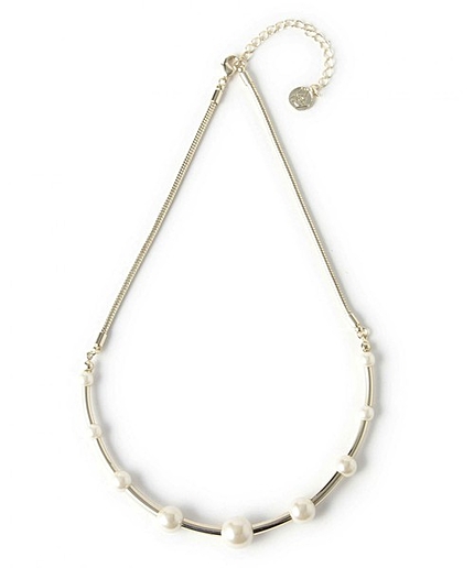 BY パールモチーフ×メタルバーネックレスо