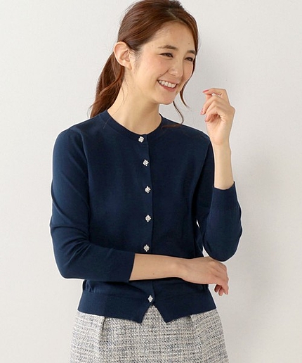 ●JOC C 装飾ボタン クルーネック カーディガン