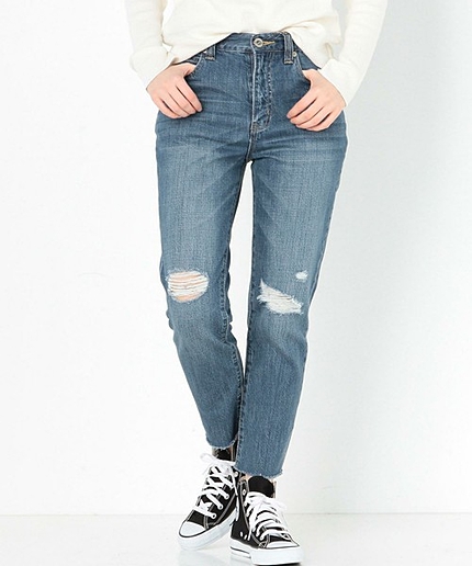 スリムダメージデニムパンツ/AEBC SLIM DAMAGE DNM PT