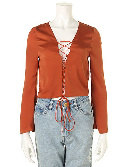 フレアスリーブレースアップtop