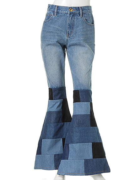 パッチワークフレアデニムPT