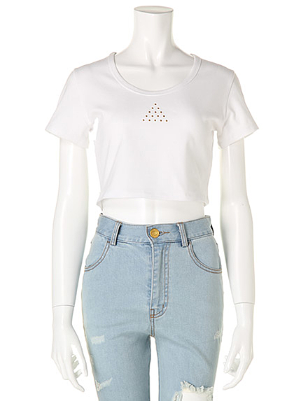 三角スタッズショートT