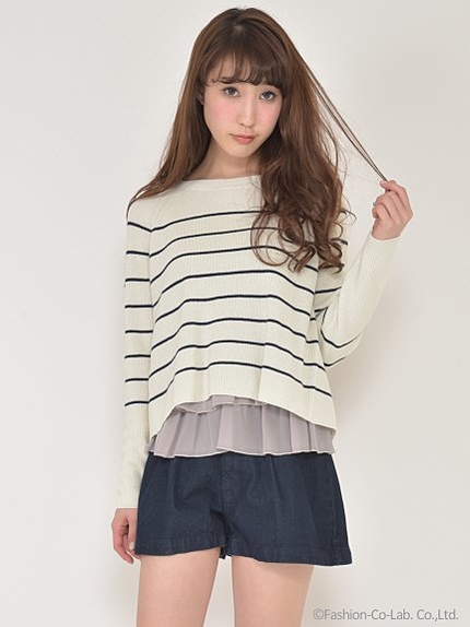 バックオープンニットプルオーバー