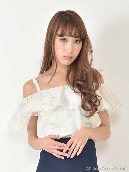 シアーフラワーティアードブラウス