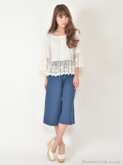 フロント釦ガウチョパンツ