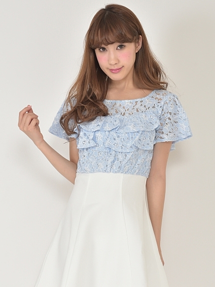 レースフリルワンピース