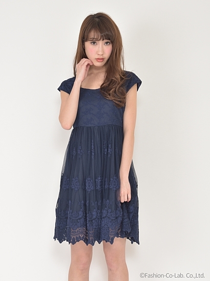チュールレースワンピース
