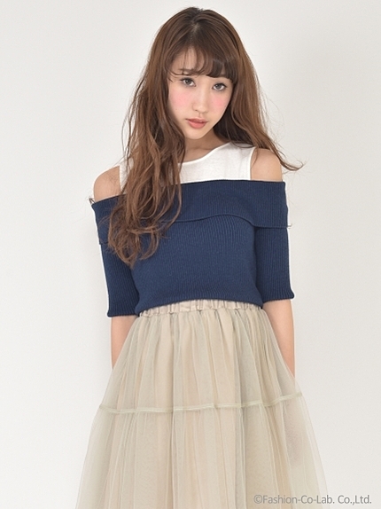 レイヤードニットトップス