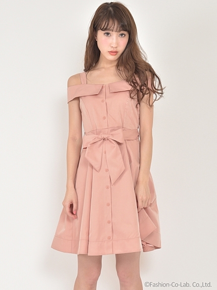 ウエストリボンオフショルワンピース