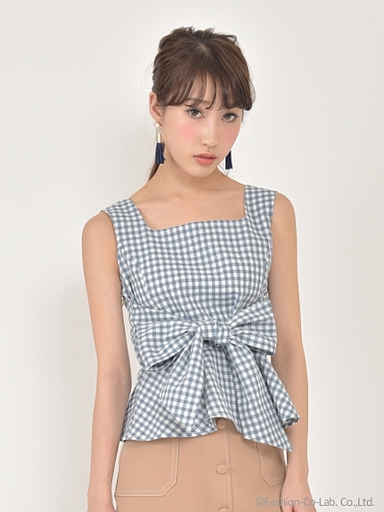 ギンガムリボンTOPS