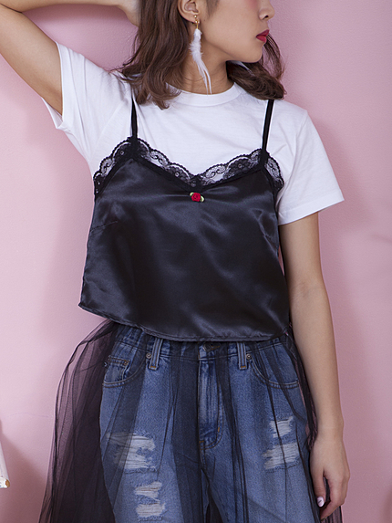 WC/バラレースサテンキャミソール