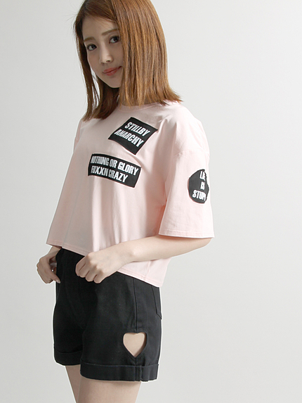 WEGO/モチーフくり抜きハイウエストショーパン