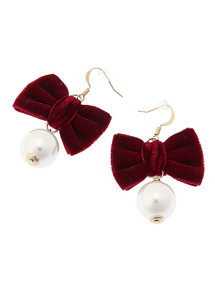 ベロアリボンパールピアス