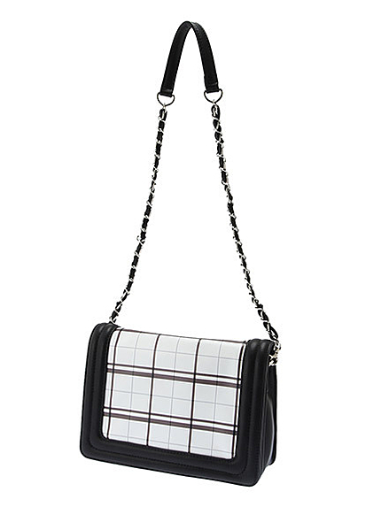 フェイクレザーチェックショルダー