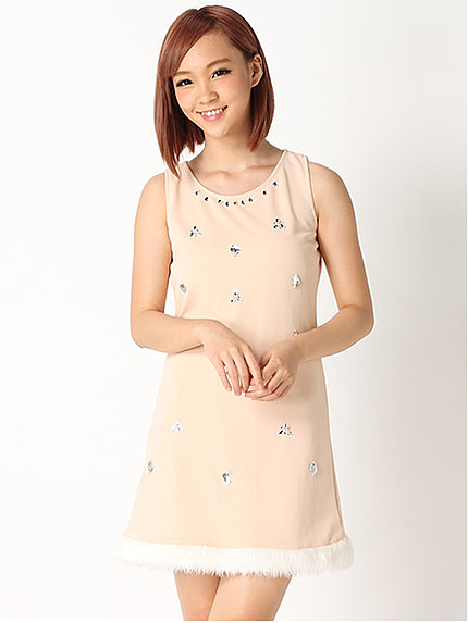 【CECIL BOOK掲載】裾フェイクファービジューワンピース