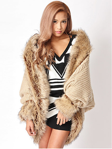 14.AW ファー付きニットコート