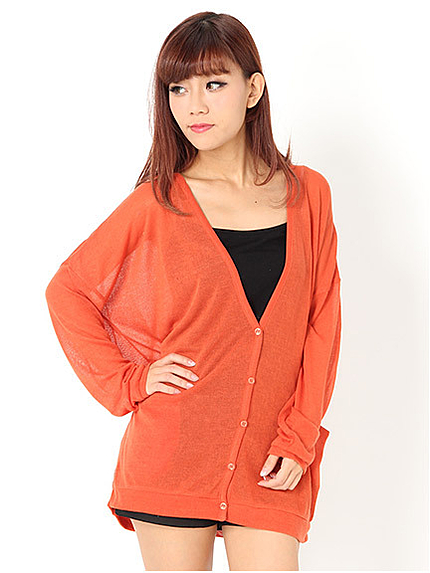 異素材ポケットゆるカーデ