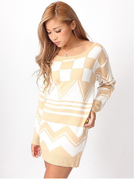 14.ＡＷ　オプティカル柄ニットワンピース