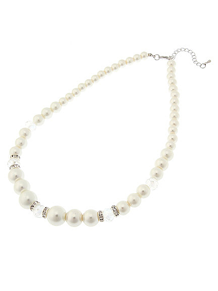 ロンデル付きパールネックレス