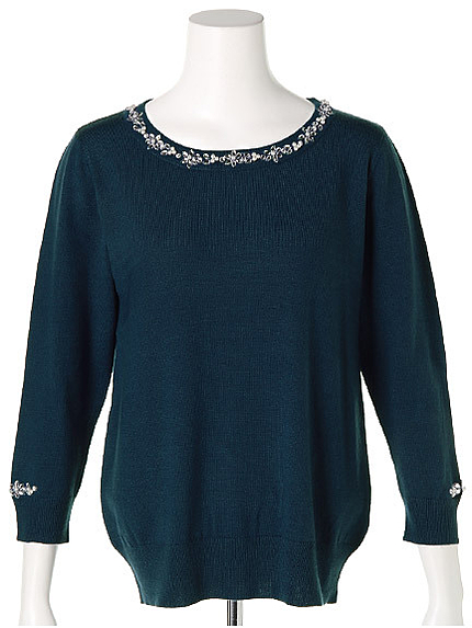 ネックカフスビジューニット