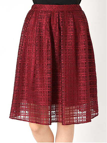 シアーツイードチェックひざ丈スカート