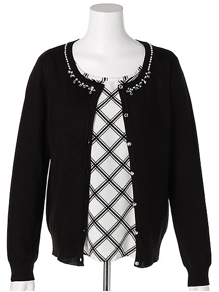 チェックブラウス付きトリプルアンサンブル