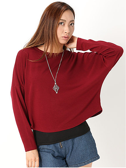 バック開きトップス+タンク+ネックレスSET