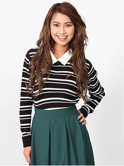 【CECIL BOOK掲載】衿付きボーダーニット