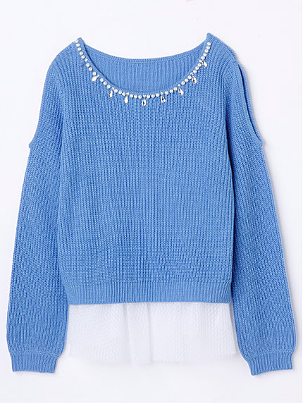 【CECIL BOOK掲載】チュールヘム肩あきニット