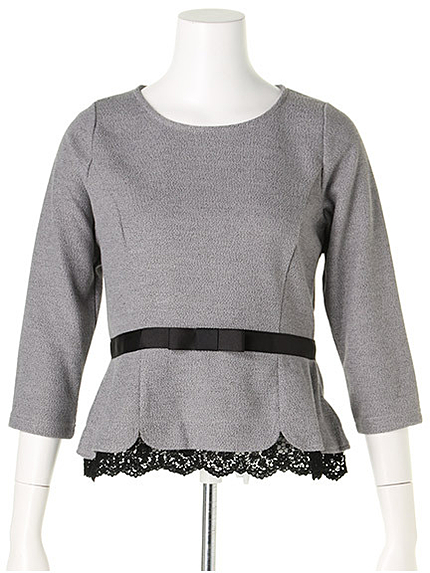 ウエストリボンレースヘムトップス