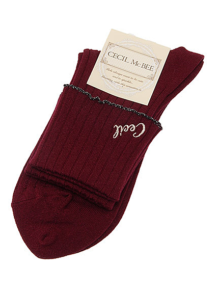 ロゴ刺繍入り折り返しショートソックス