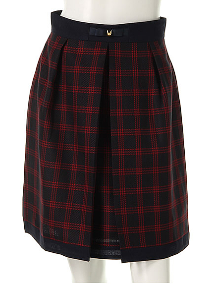 フロントリボンタックフレアスカート