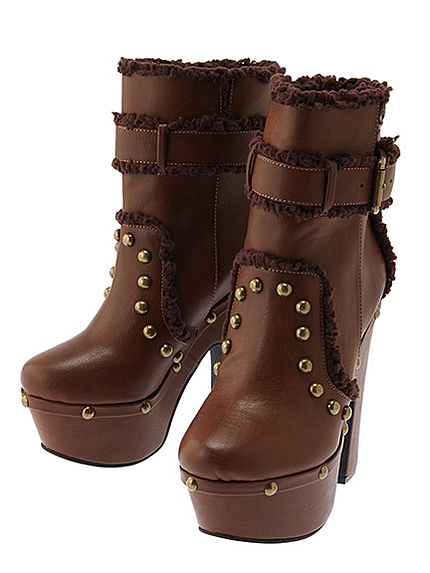 ボア使い厚底ショートブーツ