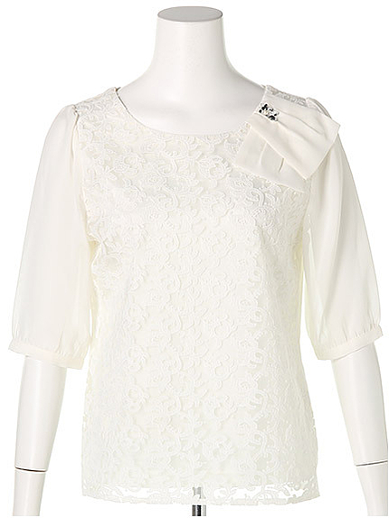 オーガンジーレースシフォンブラウス