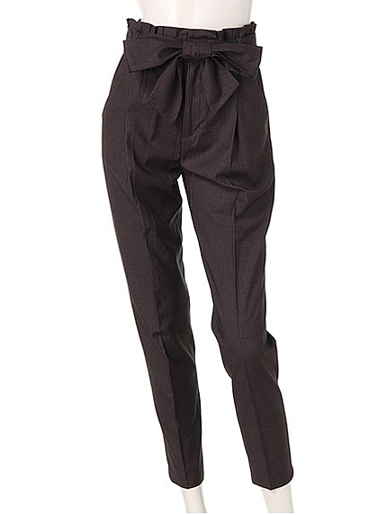 ピンドットストライプクロップドパンツ