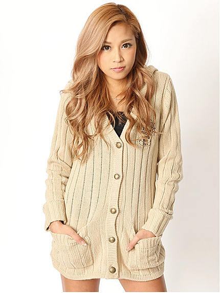 14.AW フードニットカーディガン