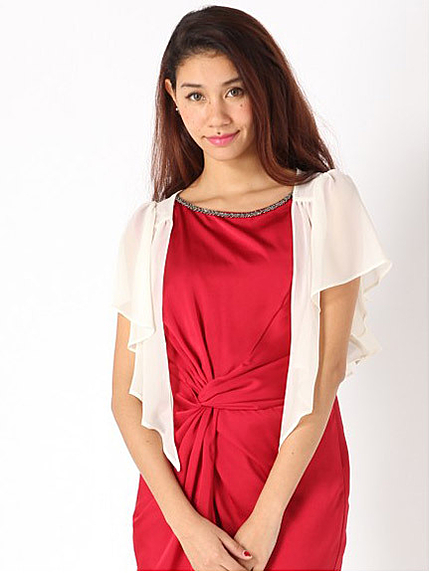 シフォンラメレースフリルボレロ